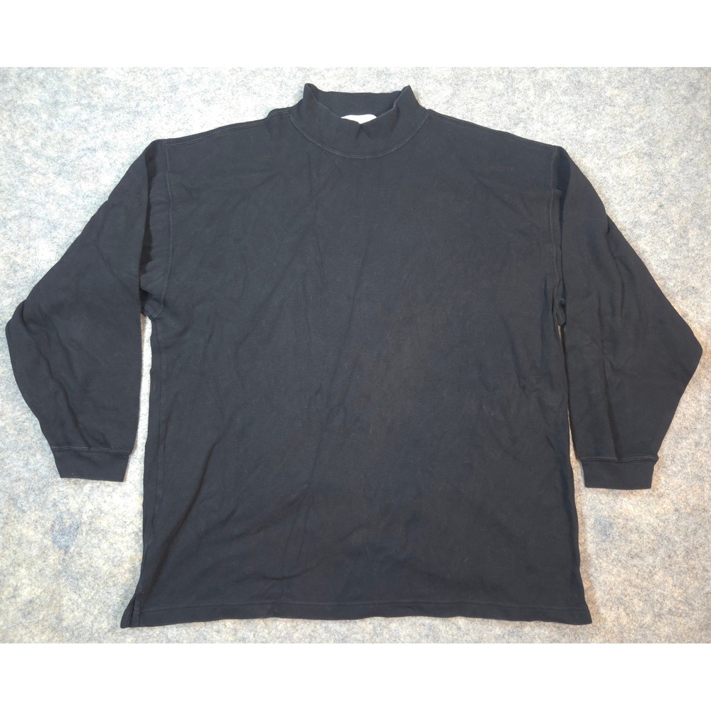 Peterborough Row Mens XXL Black Mock Neck Long Sleeve Cotton Interlock Shirt